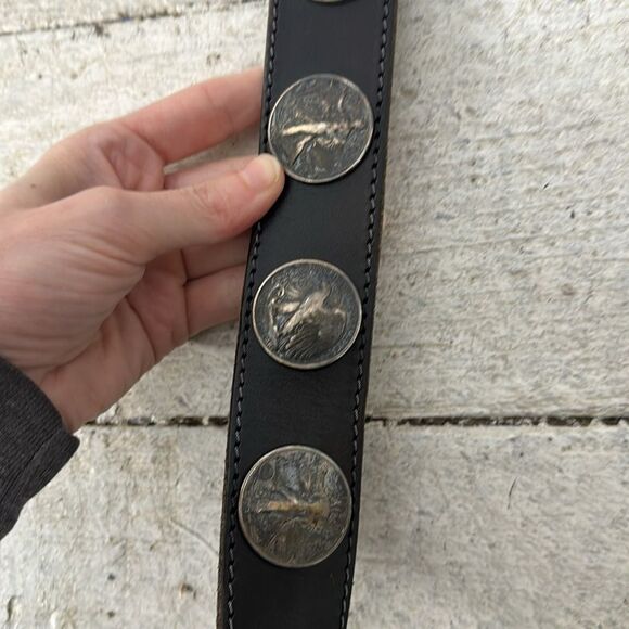 Vintage Genuine Leather Liberty Coin Conch Belt - Picture 10 of 11